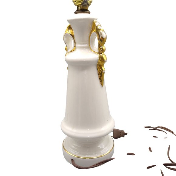 Vintage Glazed Gilded Porcelain Lamp, Table Lighting Decor, Classic French Victo - Picture 11 of 12